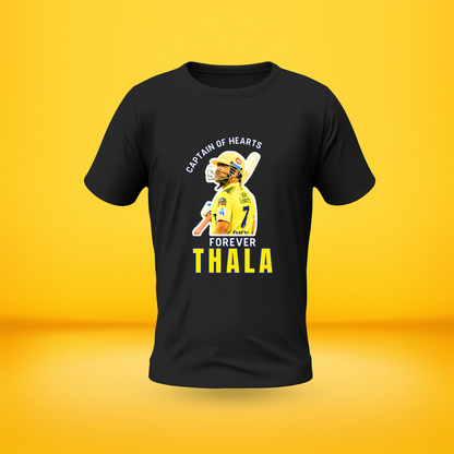 Captain Of Hearts, Forever Thala. Black Color Premium Front side Printed T-shirt